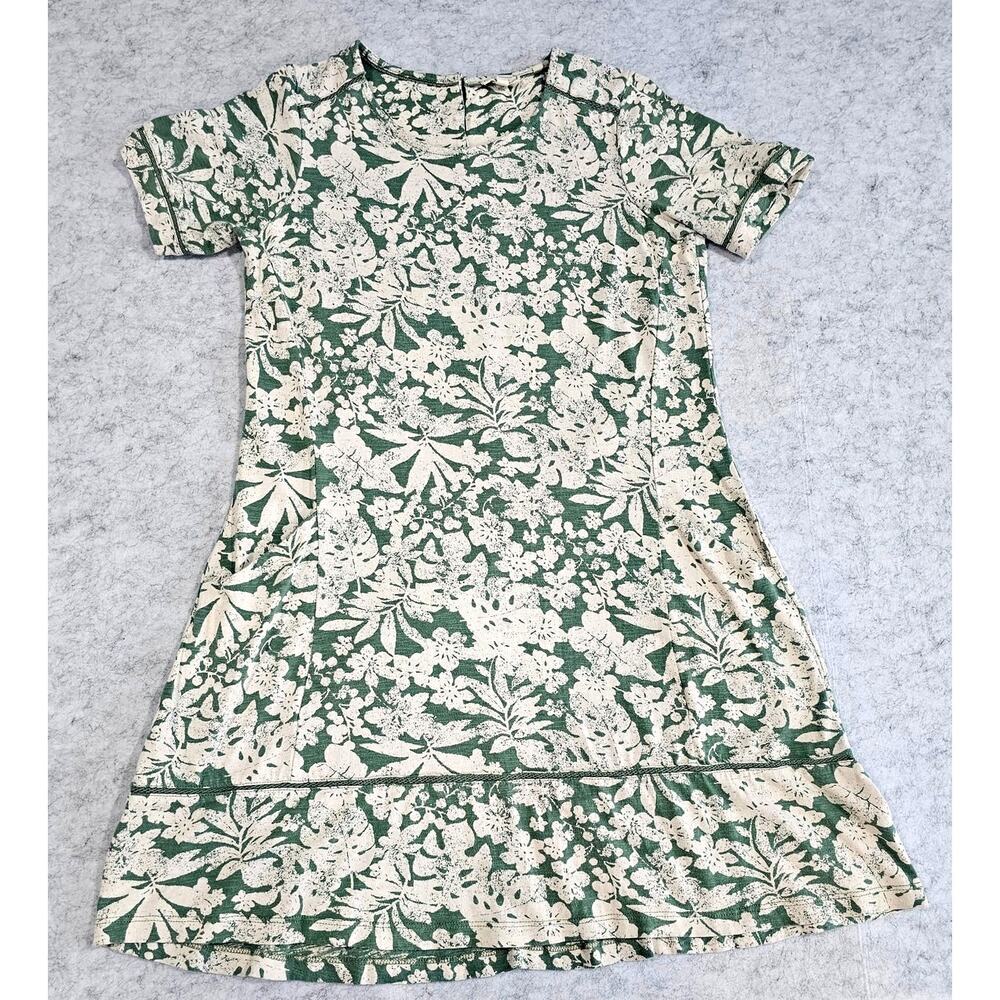 FatFace Floral Tiered Mini Dress Green White Short Sleeve Size 10